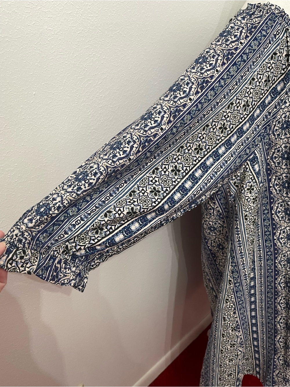 EC Naïf Blue and White Boho Printed Tunic Dress Plus Size 3X - Picture 10 of 14